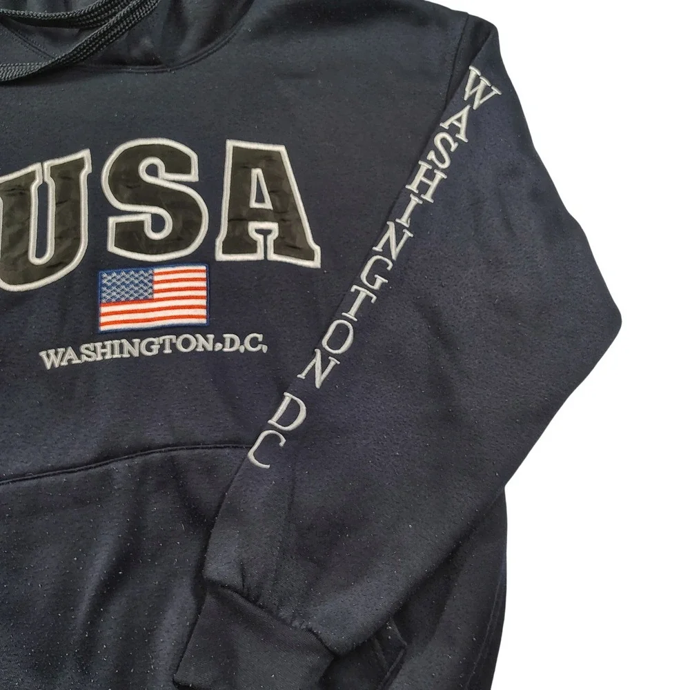 USA Washington DC Mens-Womens Hoodie large Blue Embroidered Logos